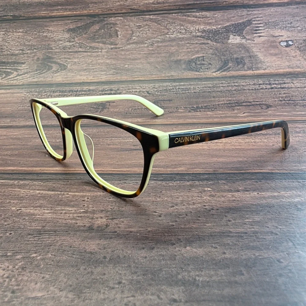 Calvin Klein CK18515 241 Tortoise Lime Green Square Eyeglasses Frames 53-15-135